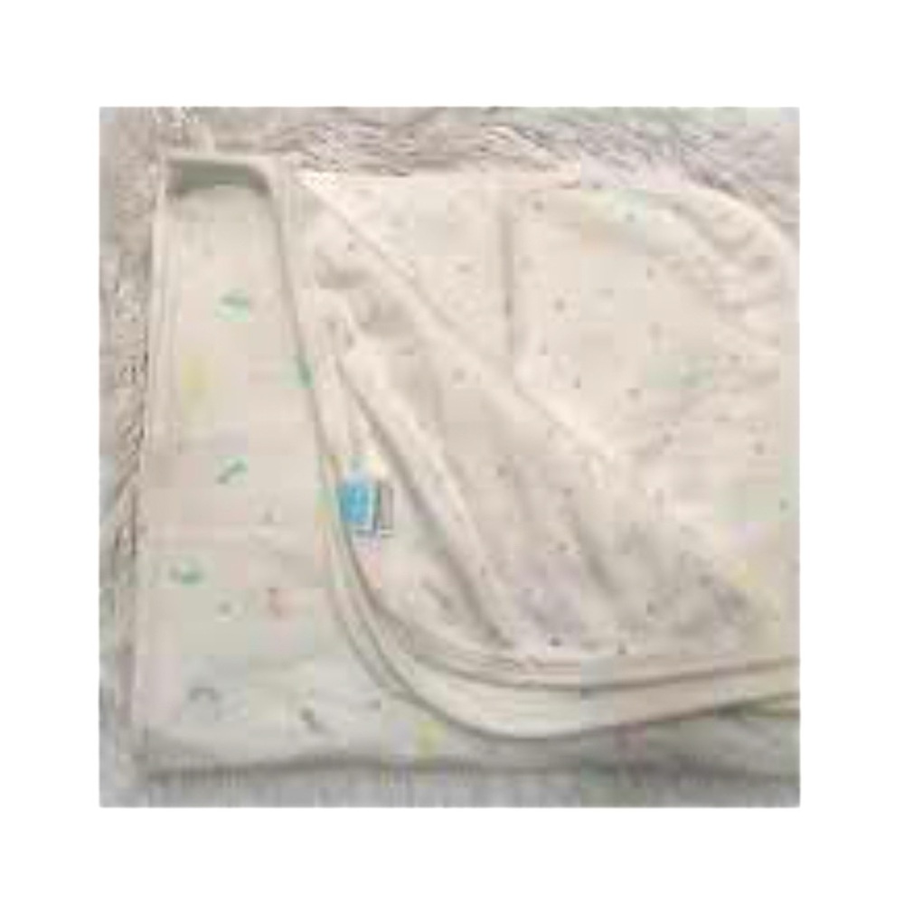 DISO Bright Future Vintage JC Penney Baby Blanket Pastel Clouds Polka Dots 2 ply
